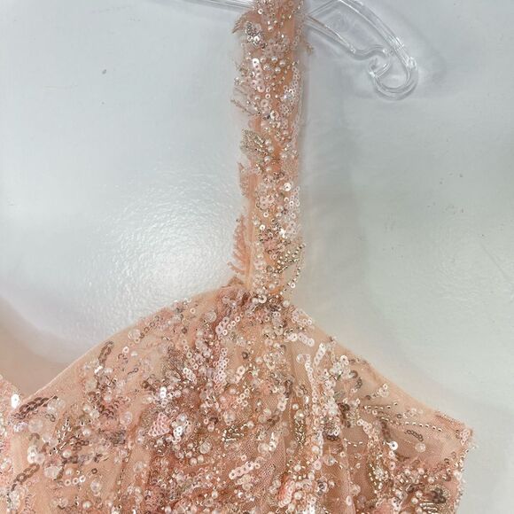 Mac Duggal 20559 Corset Bodice Floral Lace Embellished Gown, Pink, Plus Size 14 - Picture 11 of 15